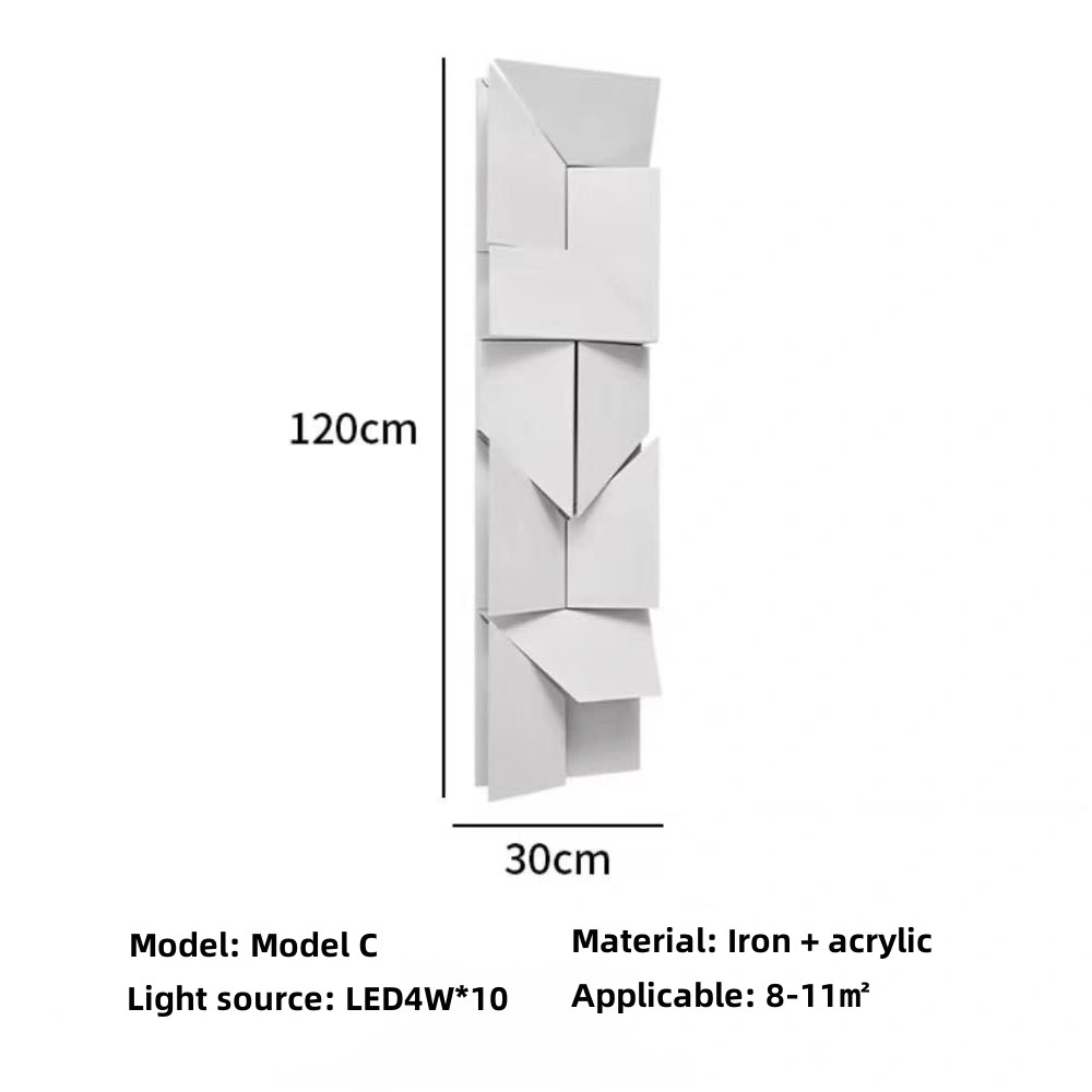 Post-Modern Northern Europe Light Luxury Three-Dimensional Geometry Folding Porch Wall Lamp.