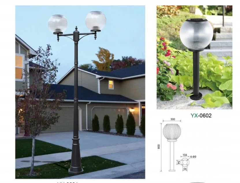 Outdoor Aluminum IP55 Post Lighting Decorative Bollard Lawn Lamp 3W Garden Solar LED Landscape Light