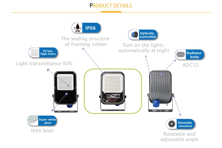 LED Floodlight 130lm/W Road Project Lighting LED Spot Lights IP66 5 Years Warranty LED Lamp Outdoor 50W 100W 200W LED Flood Light