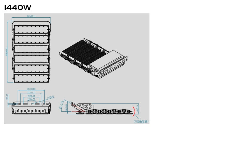 Anti-Glaring Ugr&lt;21 Easy Installation Ik10 Shock Proof 1000W Sports Stadium LED Flood Light