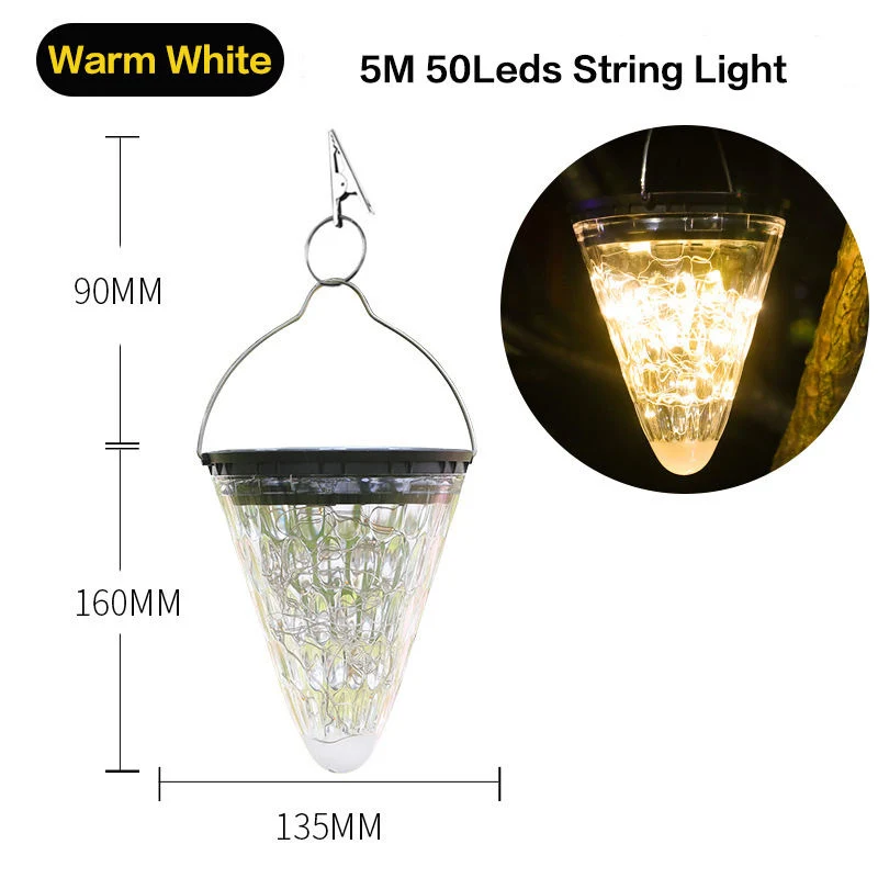 3 Lighting Modes 2200mAh 50 LED Solar Lantern Hanging Garden Lights