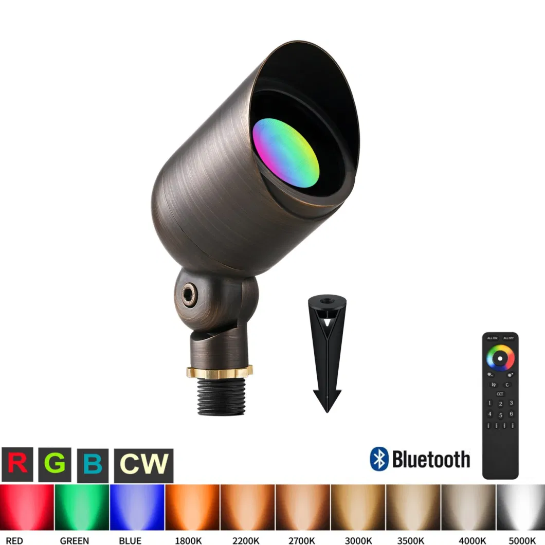 RGB Smart Color Changing IP67 12V LED Low Voltage Best Back Yard Garden Lighting Outdoor Brass Landscape Lighting