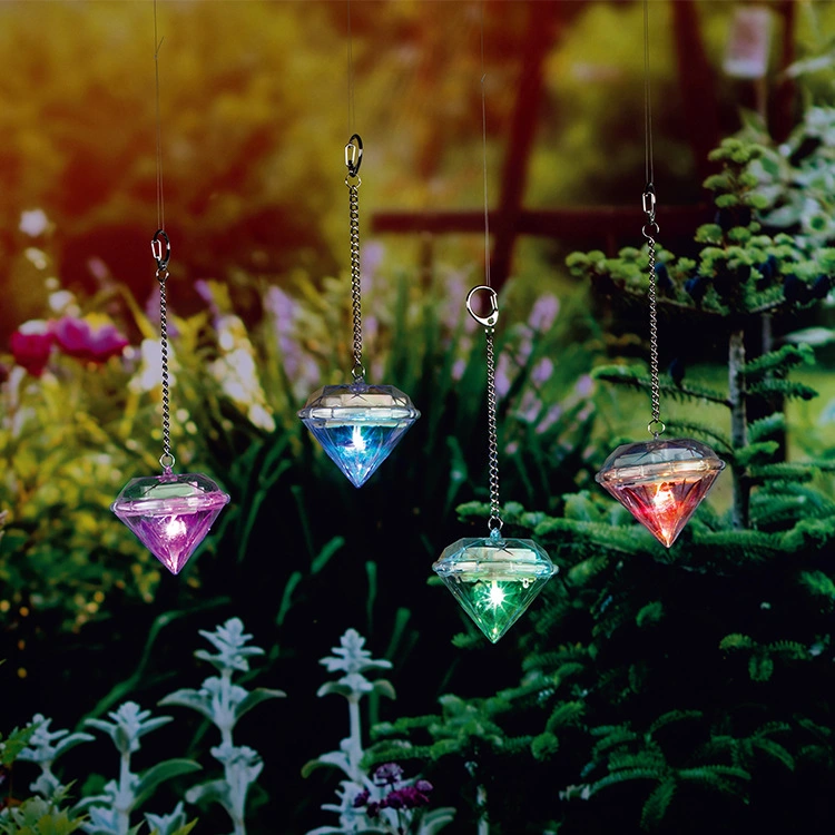 Goldmore11 Diamond-Shape Colorful Plastic Garden Yard Decoration Hanging Light Waterproof Outdoor Solar LED Light