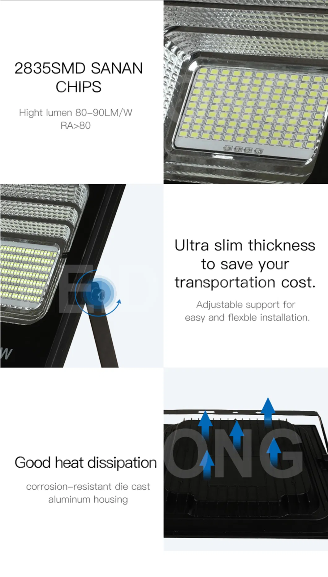 DC 12 24 Volt Ultra Slim Outdoor 8 Meter Sensor Solar LED Flood Light