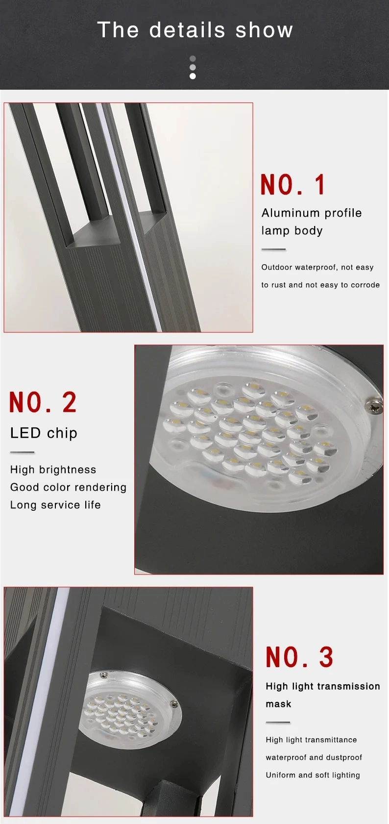 30W/50W LED Module Round Factory Wholesale Four-Sided Translucent Bollard Street Garden Light