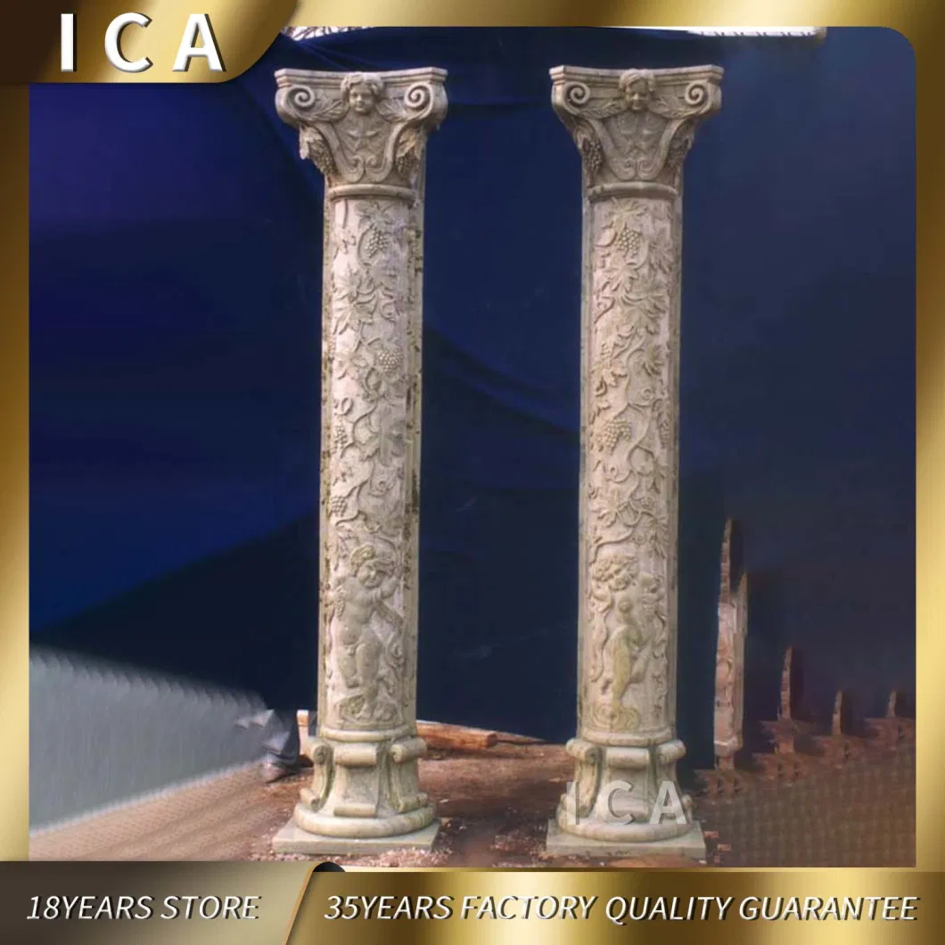 Hand Carved Classic Garden Stone Decorative Marble Roman Column