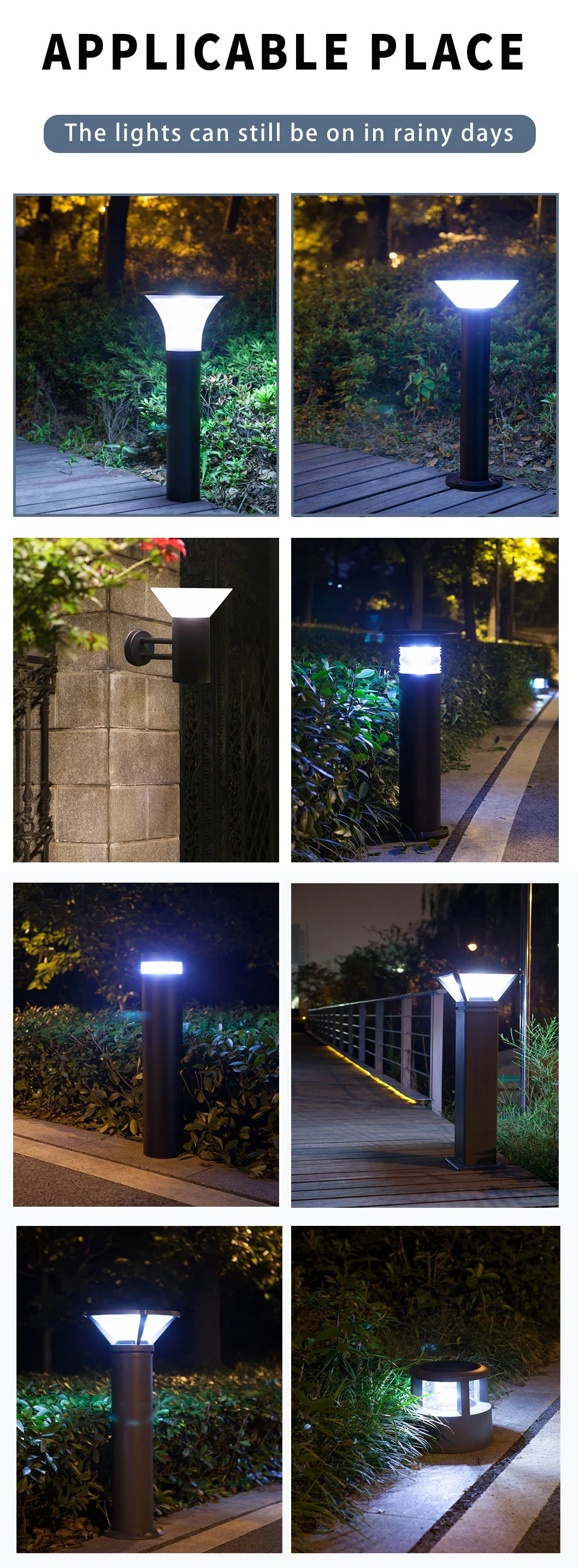 Garden Bollard Light for Driveway Pathway Walkway Landscape Lawn Lamp