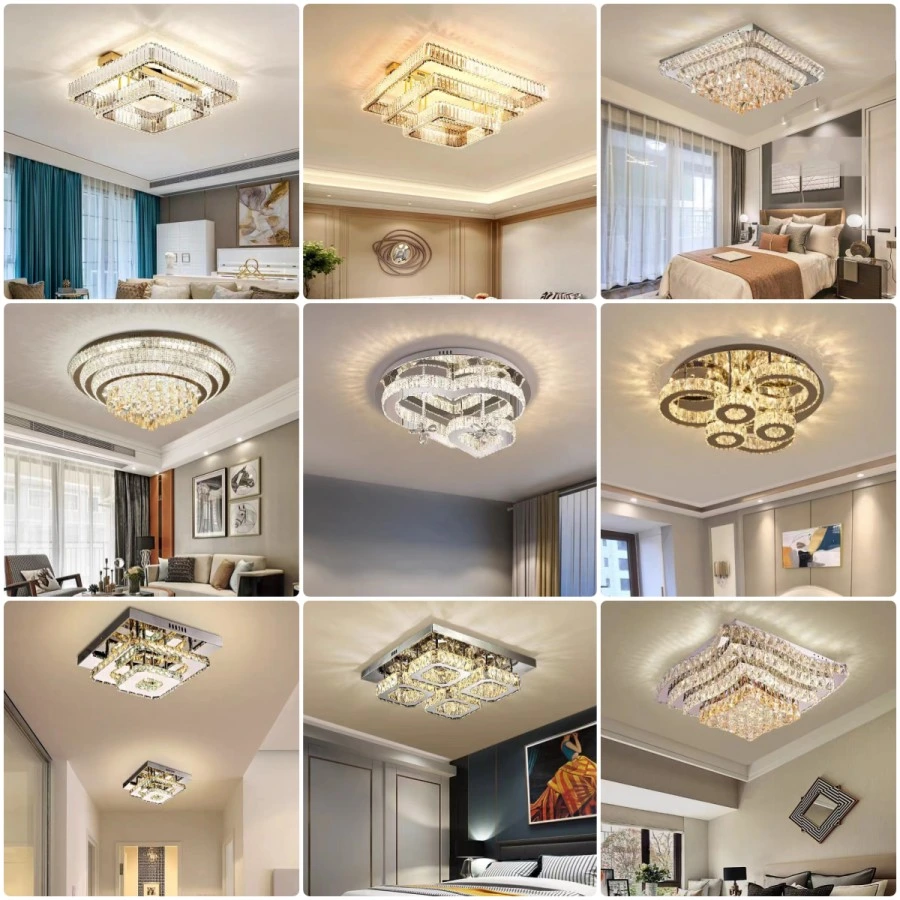 Two Layer Flower Steel Crystal Decorative Cool LED Ceiling Light (9080)