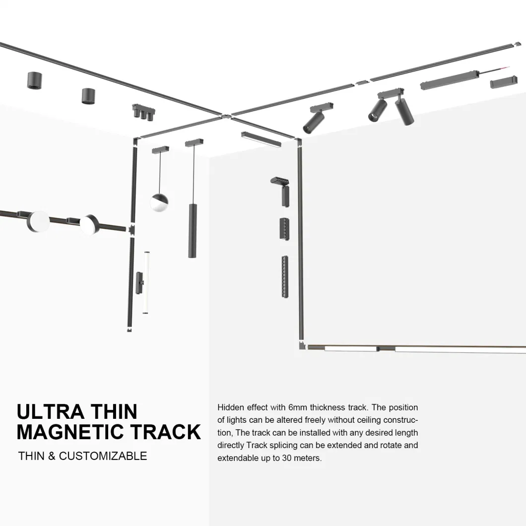 Custom Lighting Energy Saving Smart Dimmable LED Chandelier Downlight Magnetic Track Light
