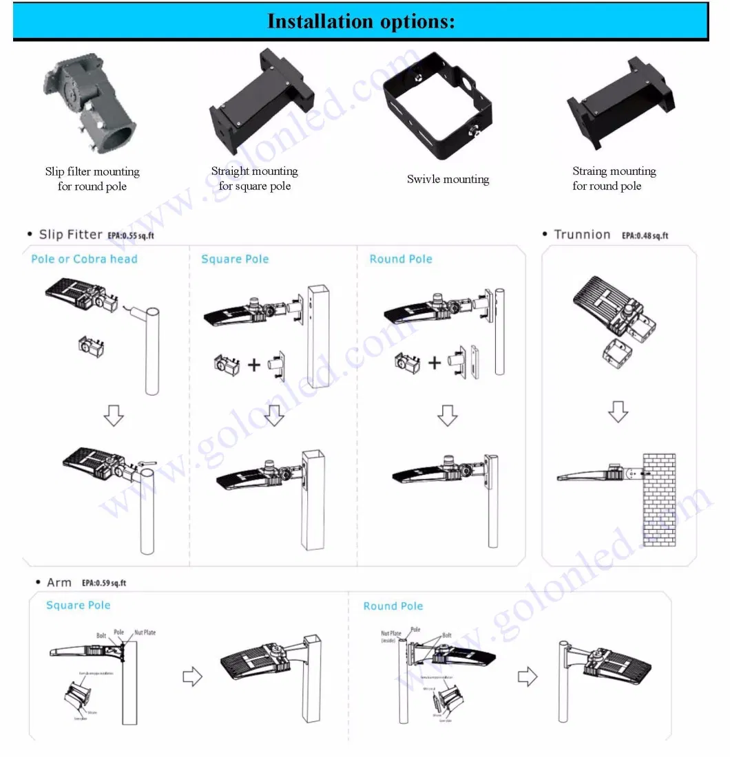 Photocell 300W 150W 150 Watts LED Luminaire for Public Lighting