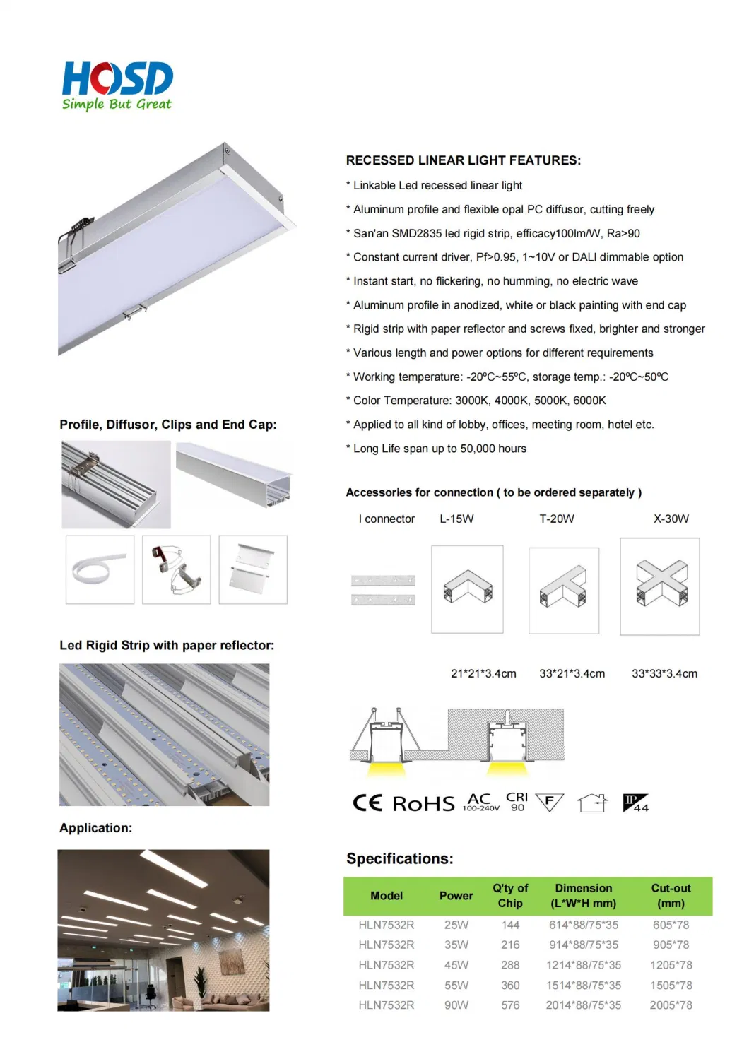 Decorative Chandelier Linkable Rigid Recessed Profile Lamp LED Linear Light