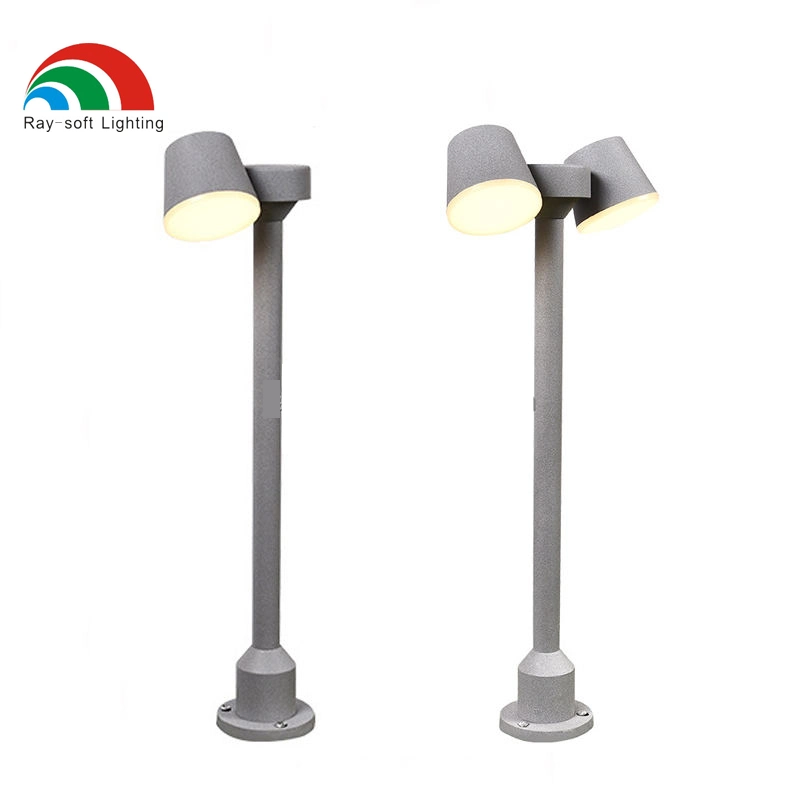 Dual Heads Adjustable Waterproof Exterior Countyard Bollard Garden LED Lawn Light