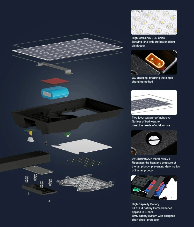 300W 500W 1000W Waterproof IP65 Remote Control LED Motion Outdoor Eco-Friendly LiFePO4 Lithium Battery Solar Street Light