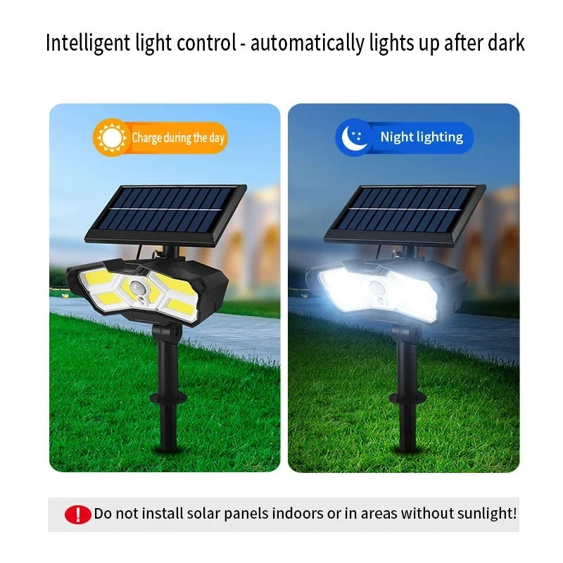 2023new Waterproof Outdoor Motion Sensor Solar COB LED Spike Garden Lawn Spotlight