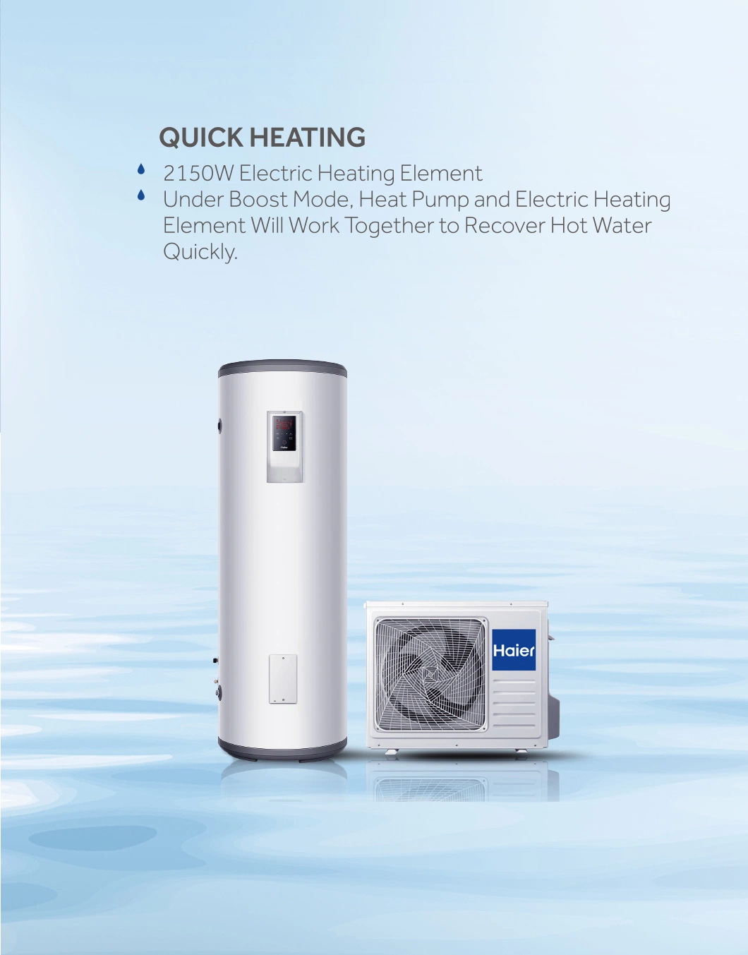 Easy to Install Domestic Hot Water External Full DC Inverter Split Air Source Heat Pump Water Heater