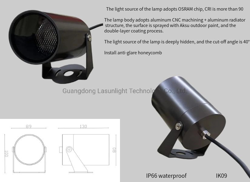 16W LED Dimmable Dali Spotlight Garden Light IP66 Architectural Facade Lighting
