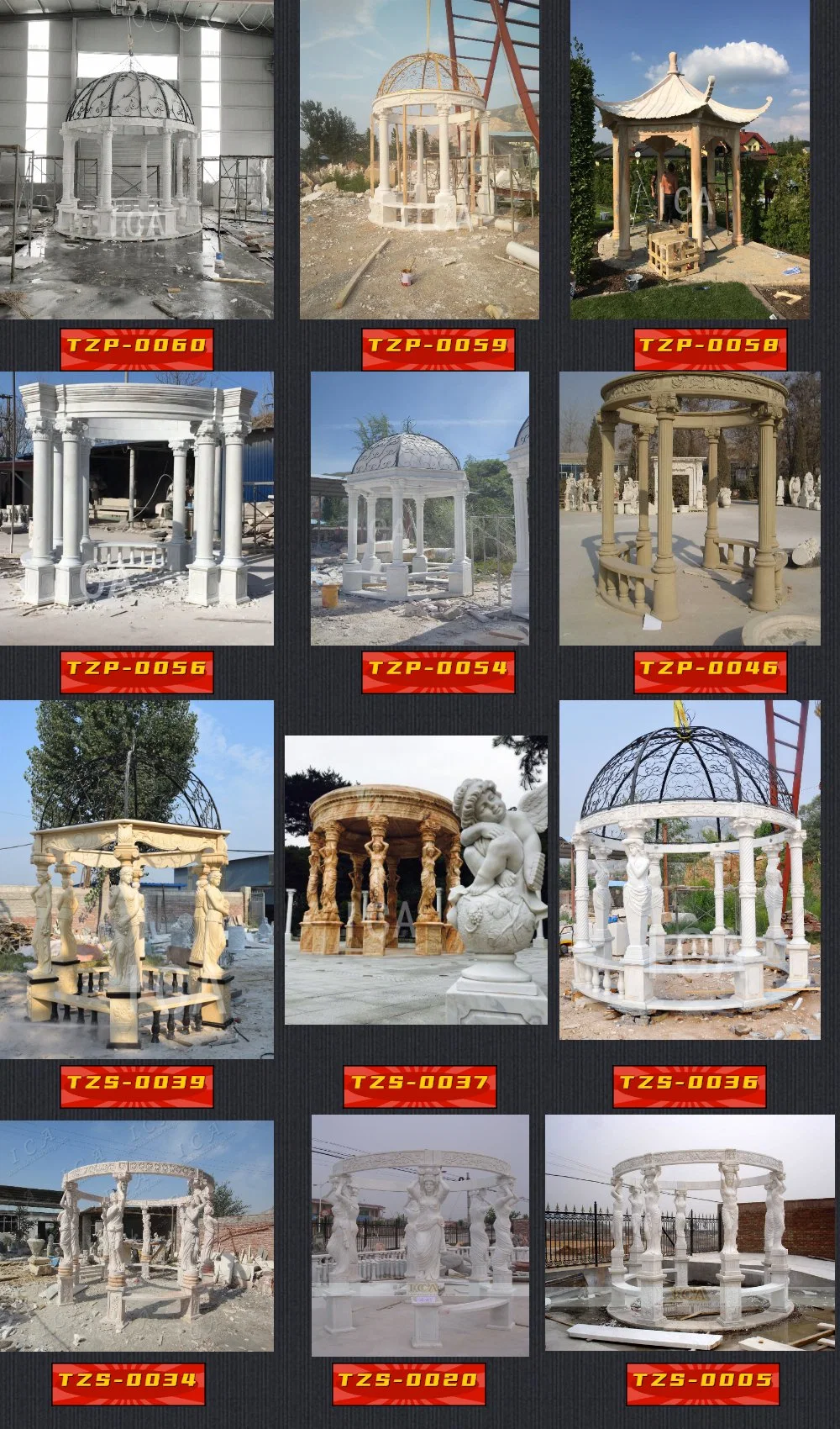 Hot Sale Red Marble Garden Pavilion Gazebo