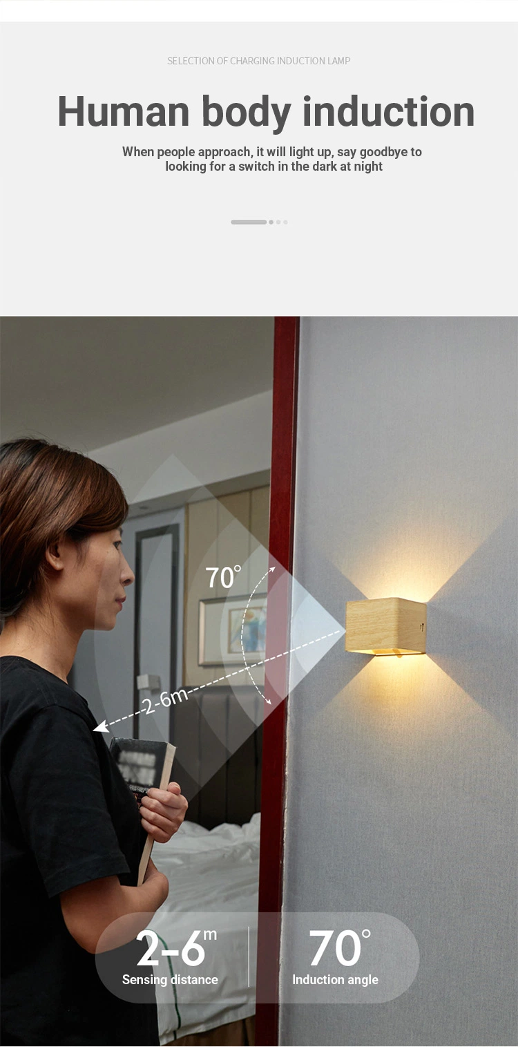 Magnetic USB Rechargeable PIR Motion Sensor Decorative LED Wall Sconce Light