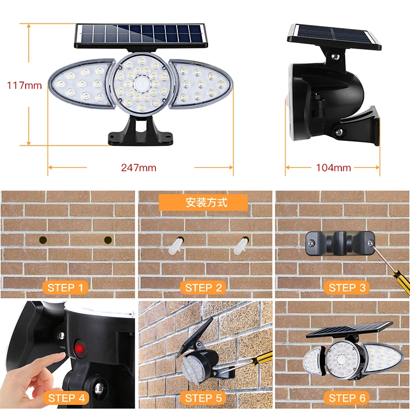 Solar Manufacturer Supplier CE 2000W/1000W/800W/600W/500W/400W/300W/200W Sensor LED Street Outdoor Camera COB Lawn Garden Wall Flood Garden Road Light Factory