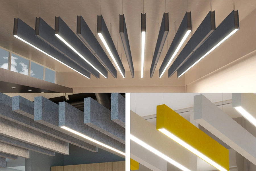 Modern Design Linkable Suspended Linear LED Luminaire with Acoustic Soluation