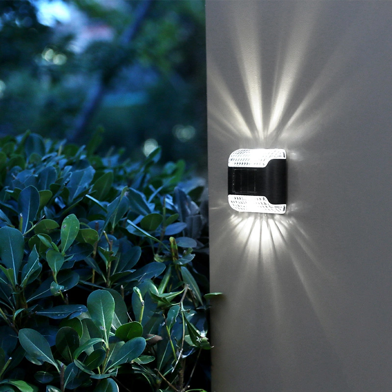 Warm White Step Wall Light LED Lighting up Down Solar Outdoor Lamp