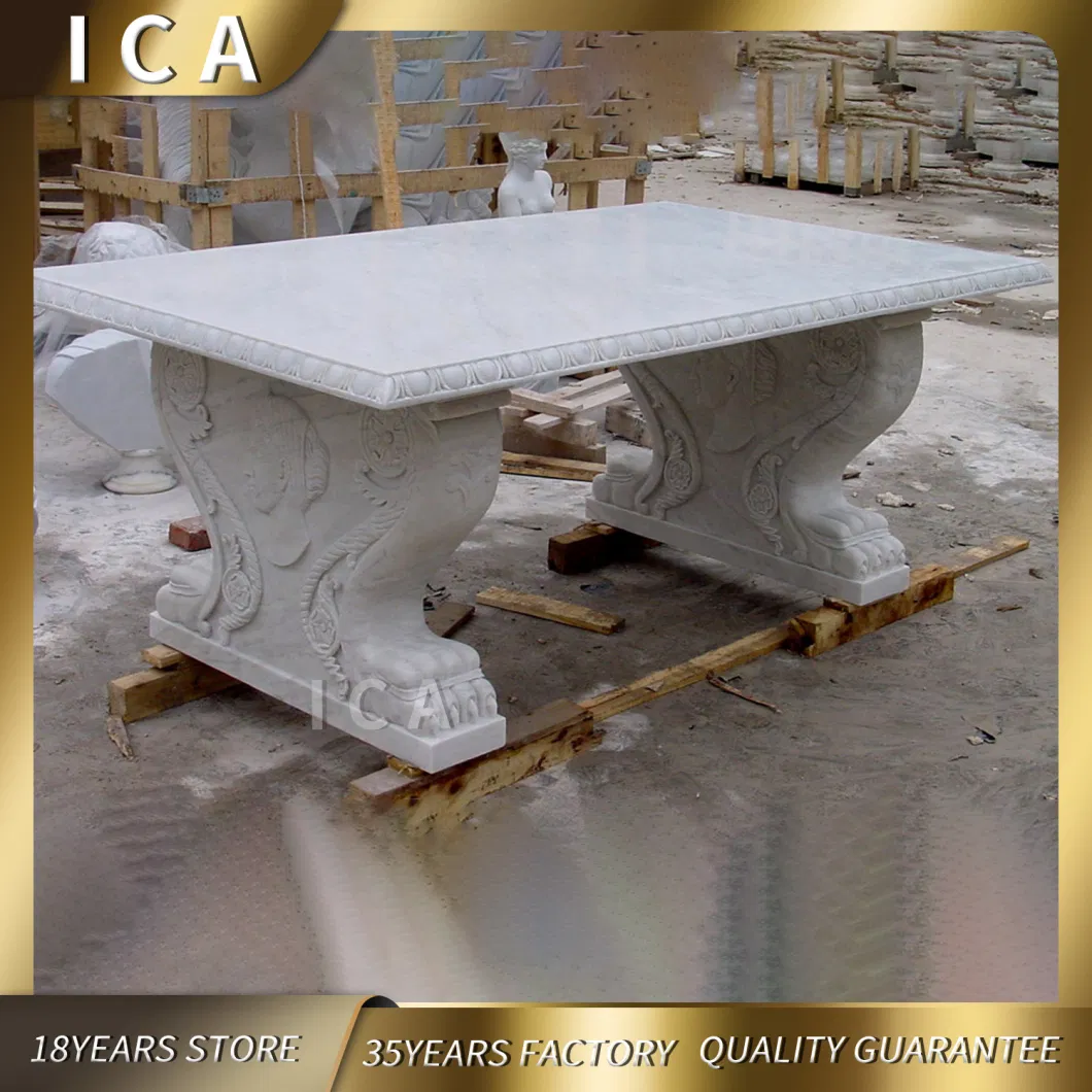 Classic Outdoor Stone Garden Products Hand Carving Marble Park Bench