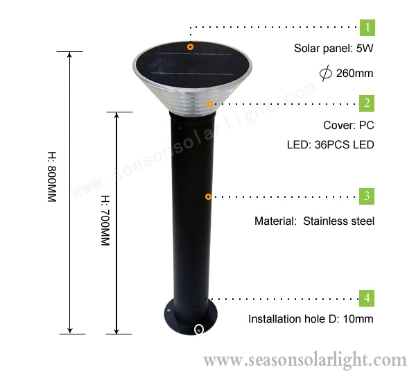 Smart Solar Control Outdoor LED Lighting 30cm--220cm Garden Lawn Post Light with LED Light for Bollard Lighting