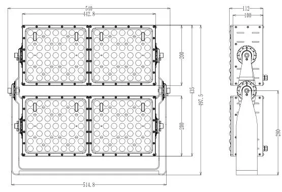 180lm/W High Precision Multi Angle Adjustment High-Power LED Stadium Light Floodlight