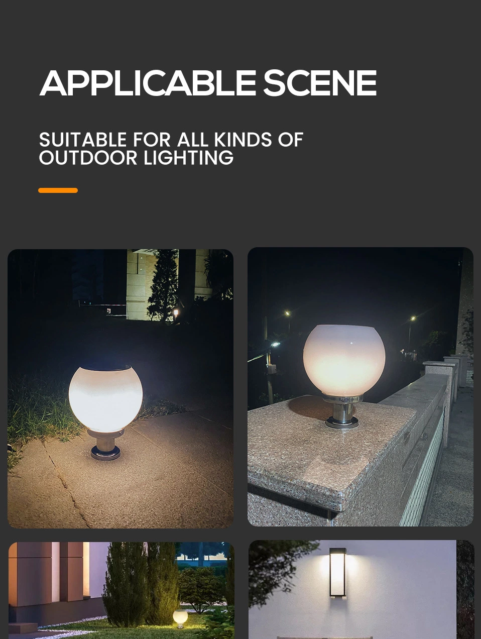 Outdoor Landscape Emergency LED Post Light Waterproof Garden Solar Pillar Lamp