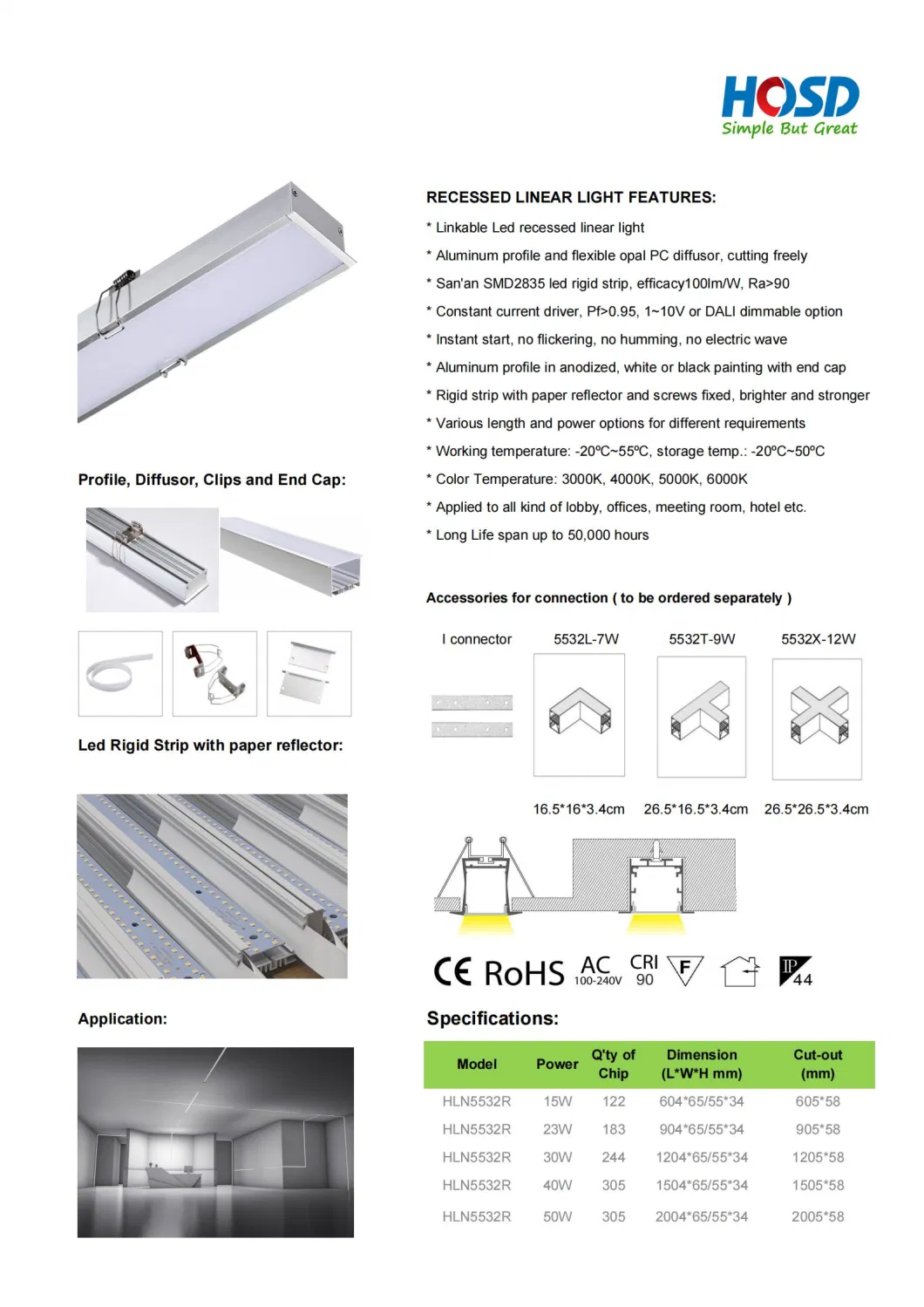 Decorative Chandelier Linkable Rigid Recessed Profile Lamp LED Linear Light