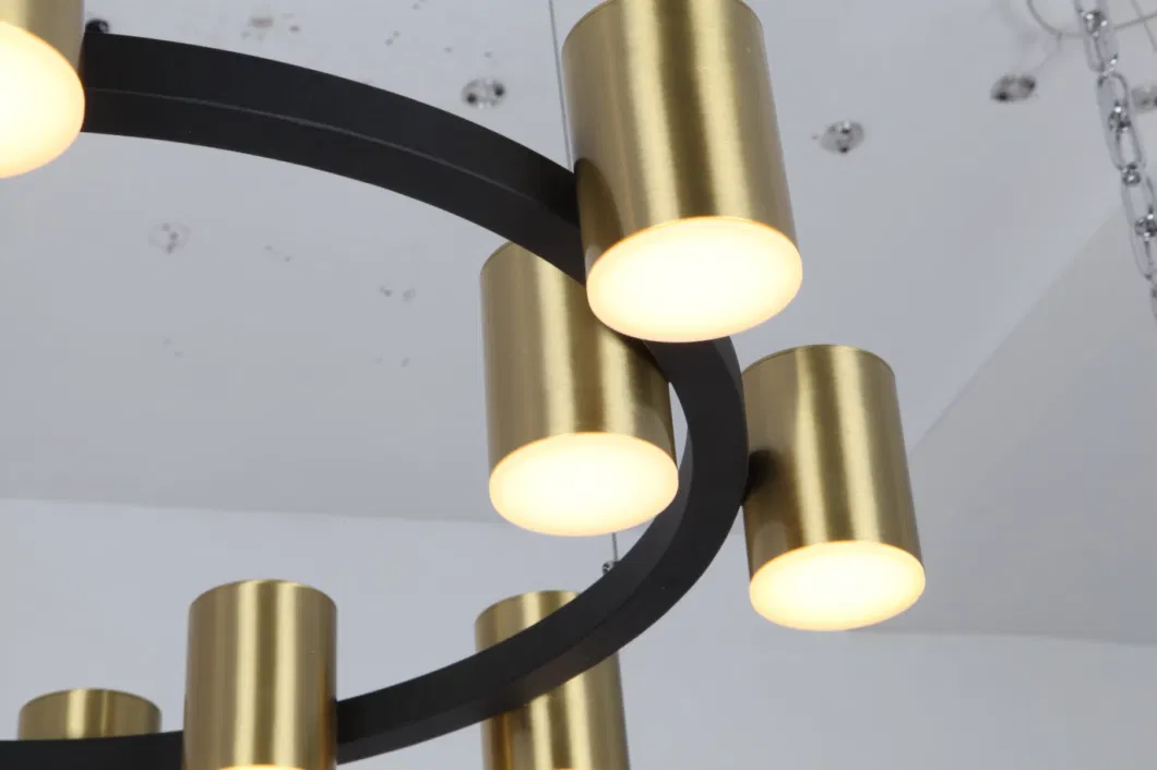 Masivel Lighting Modern LED Chandelier Light Brass Cylinder Decorative LED Pendant Light