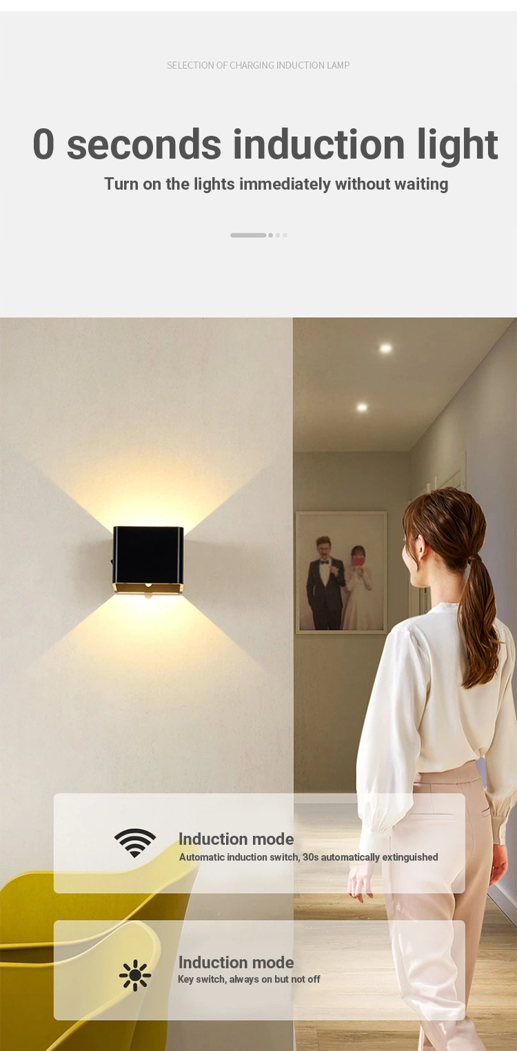 Magnetic USB Rechargeable PIR Motion Sensor Decorative LED Wall Sconce Light