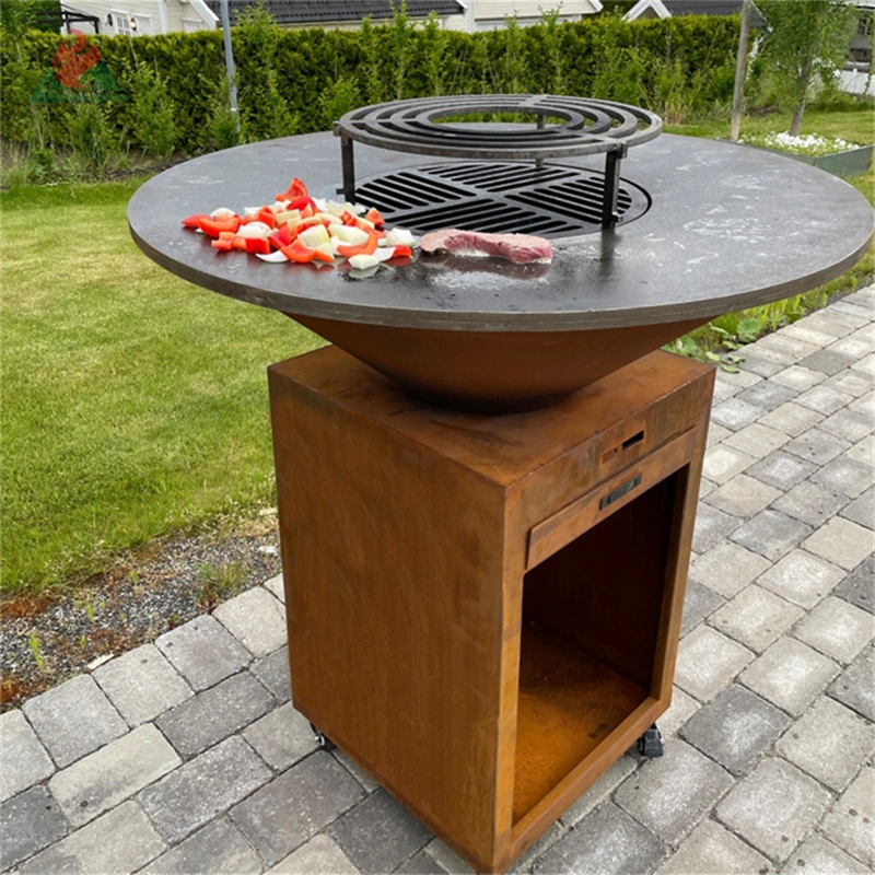 Garden Outdoor Raised Corten Steel Square Hollow Bollard Light