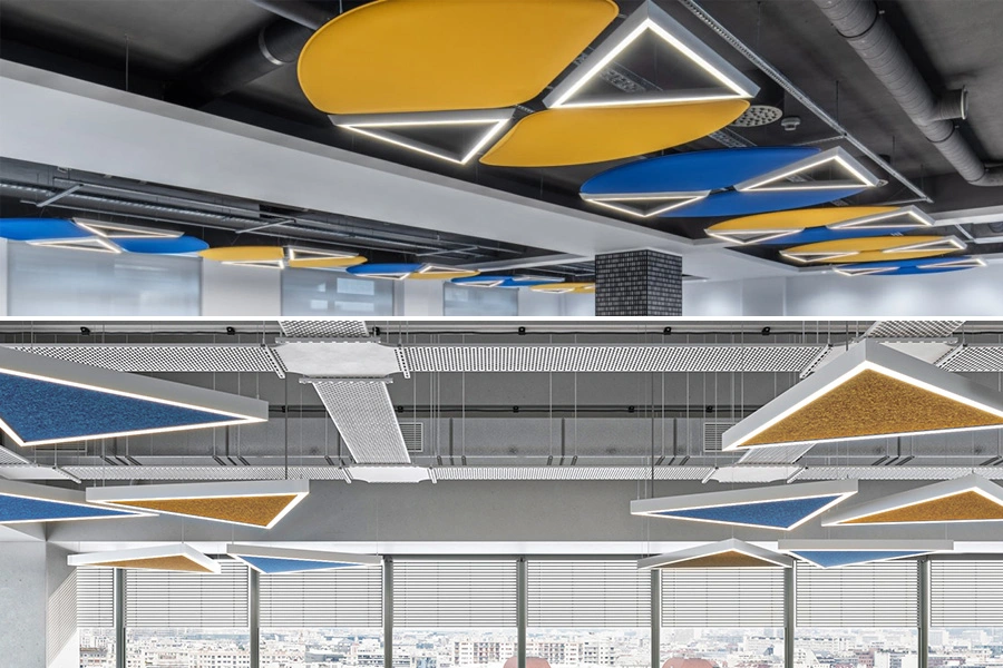 Modern Design Linkable Suspended Linear LED Luminaire with Acoustic Soluation