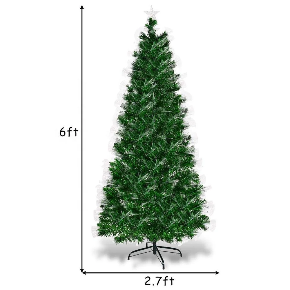 Artificial Christmas Tree Pre-Lit Optical Fiber Tree Certified Multicolored LED Lights