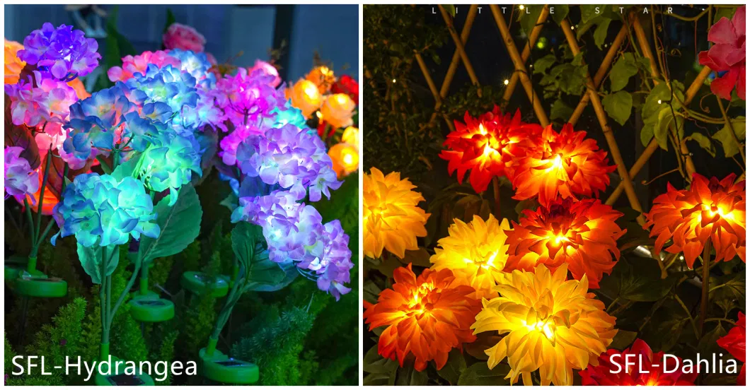 Outdoor IP65 Waterproof Landscape Stake Lamp Sunflower Solar Lights for Night Decorative