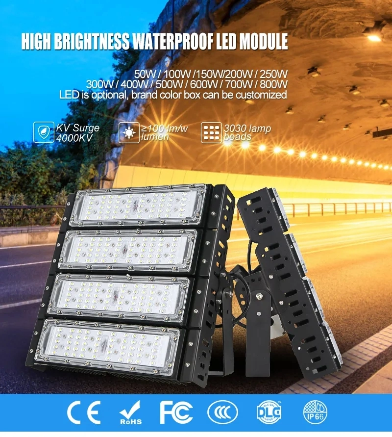 LED Flood Lighting Meanwell Driver Black Facade Football 1500W Modular LED High Mast Light Stadium 1500 Watt LED Flood Light