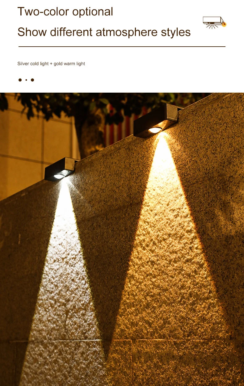 Solar Wall Washing Lamp Waterproof Outdoor LED Wall Light Courtyard Decorative Balcony Garden