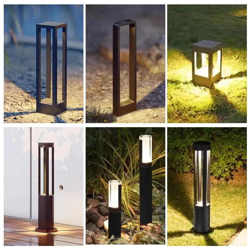 Outdoor LED Lawn Lights Pathway Waterproof Post Bollard Garden Lamp Aluminum Landscape Path Bollard Light for Courtyard Villa Decoration