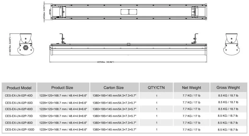 UL844 Atex Iecex Approved Hazardous Area 0.6m 0.9m 1.2m 20W 30W 40W 50W 60W 70W 80W 90W 100W Integral PC Cover Aluminum LED Linear Light 4FT 100W Lighting