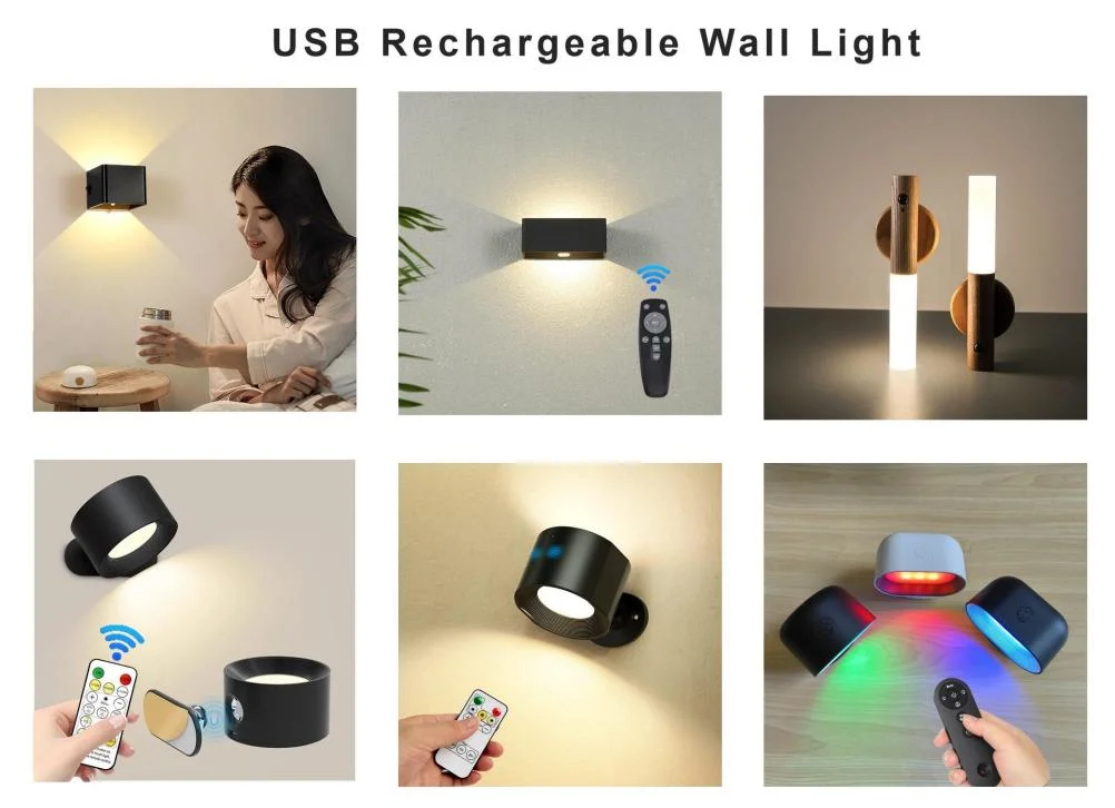 Magnetic USB Rechargeable PIR Motion Sensor Decorative LED Wall Sconce Light