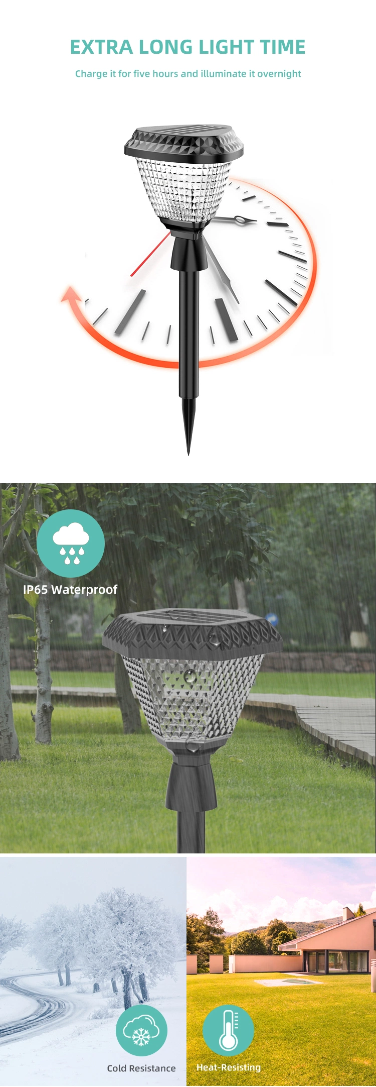 Hot Sale Waterproof Solar Column Headlight Solar Light Solar Lighting Column for Garden Scenery