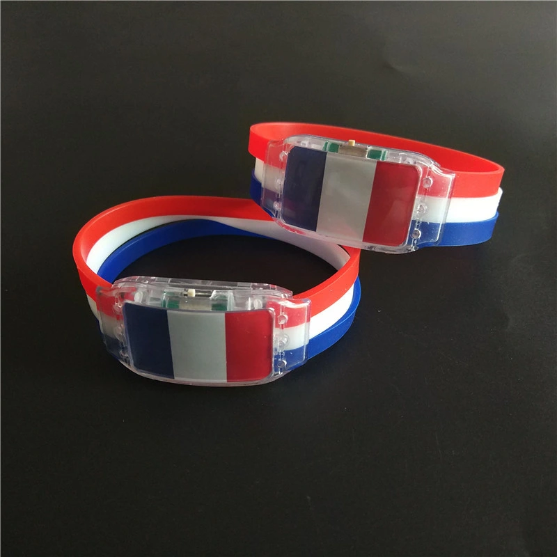 Customize Silicone LED Wristband Luminous Flag Bracelet for Game, Events and Sports