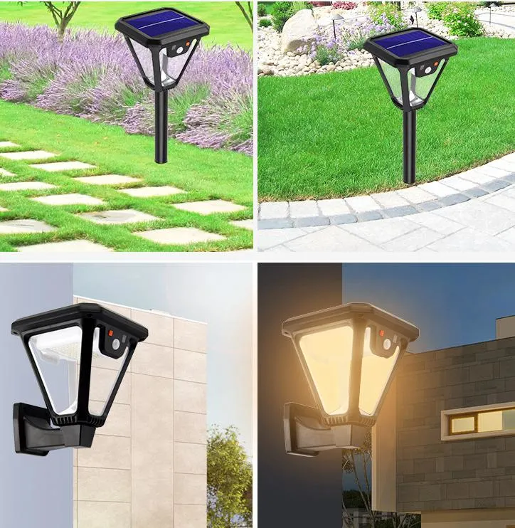 Wholesale Quality Outdoor IP65 Waterproof Garden Decoration Lantern Dimmable Motion Sensor LED Floodlight Lawn Lamp Solar Powered Wall Garden Light