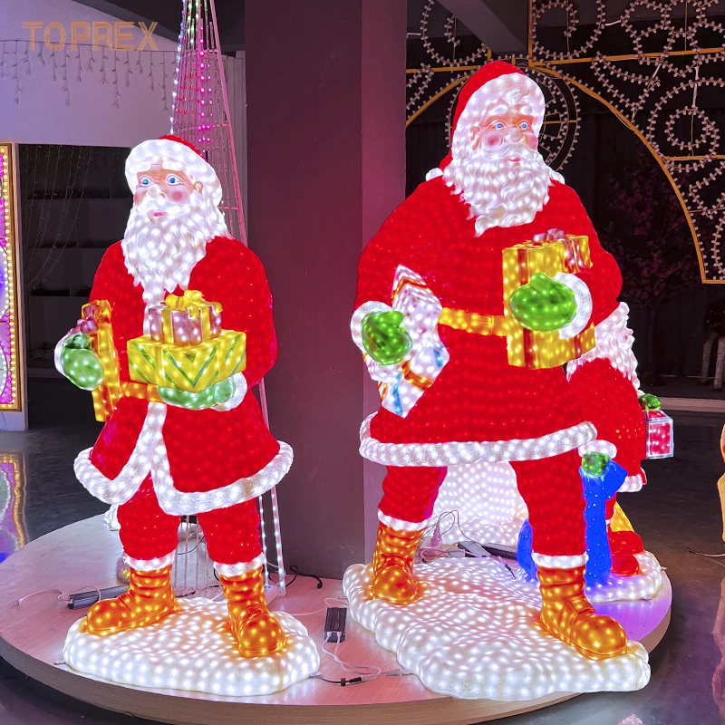 Custom Christmas Decoration LED Motif Light Navidad Decorative Event Garden Park 3D LED Santa Clause Motif Lights for Street/Shopping Mall