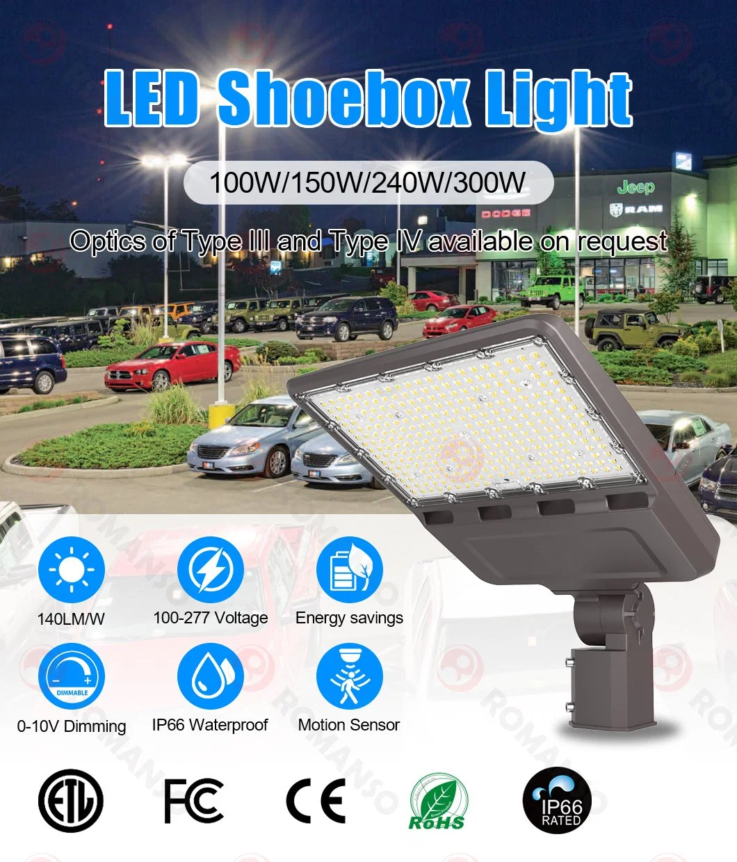 Area Light 120W 150W 200W 300W LED Street Lighting