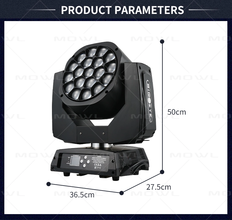 Mowl Manufacturer Price 19X15W Big Bee Eye 19*15W RGBW 4in1 LED Zoom Beam Wash Moving Head Light