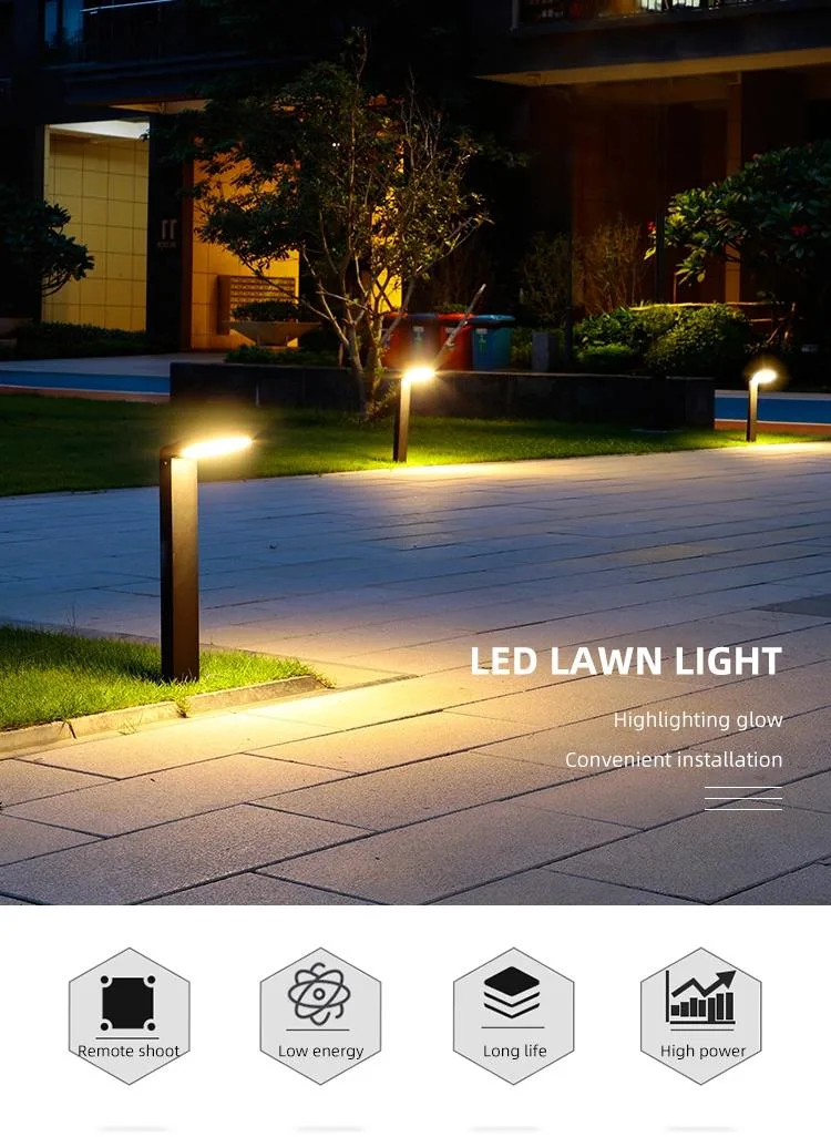 12W LED IP65 Exterior Landscape Aluminum Post Bollard Garden Lawn Light