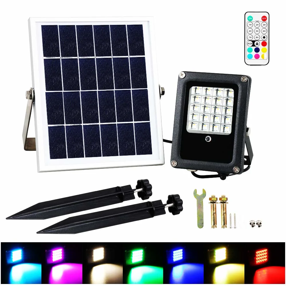 Solar RGB LED Flood Lights Landscape Lighting Solar Spotlight for Decking Lighting