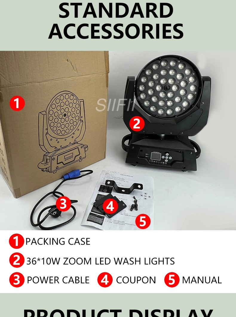 36PCS 10W RGBW 4in1 LED Uplights Zoom High Power RGBW LED Wash Moving Head Light